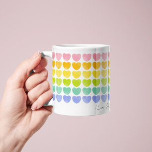 Valentine’s Day Love You Rainbow Hearts Mug