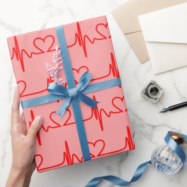 Valentine’s Day Lover’s Heartbeats Wrapping Paper (Gifting)