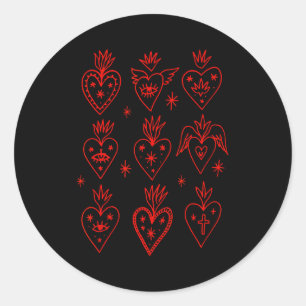 Valentine’s Day Mexican Milagro Gothic Goth Sacred Classic Round Sticker