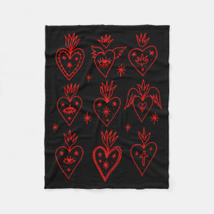 Valentine’s Day Mexican Milagro Gothic Goth Sacred Fleece Blanket
