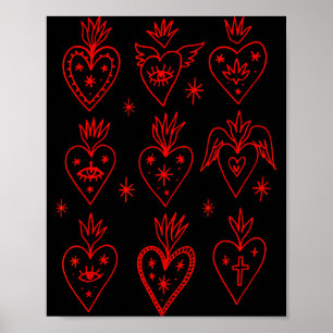 Valentine’s Day Mexican Milagro Gothic Goth Sacred Poster