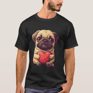 Valentine s Day Pug Heart Funny Pug Lover Dog Dad  T-Shirt
