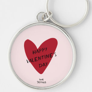 Valentine’s Day red heart on the pink bg  Keychain