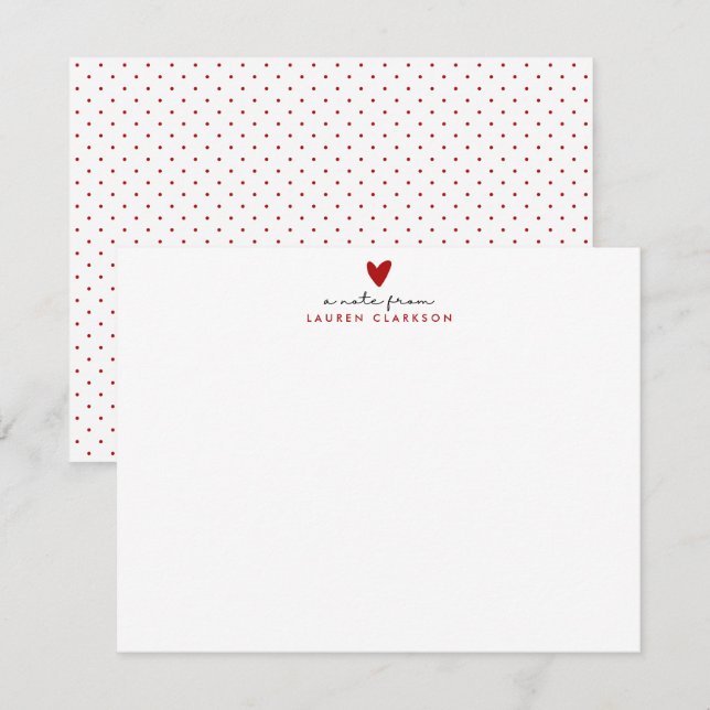 Valentine’s Day Red Heart stationery Note Card (Front/Back)