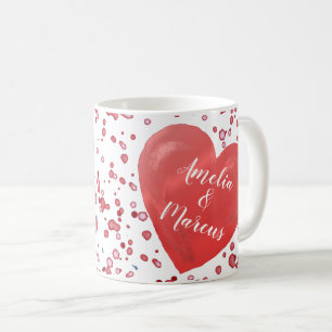 Valentine`s Day Red Heart with Names Coffee Mug