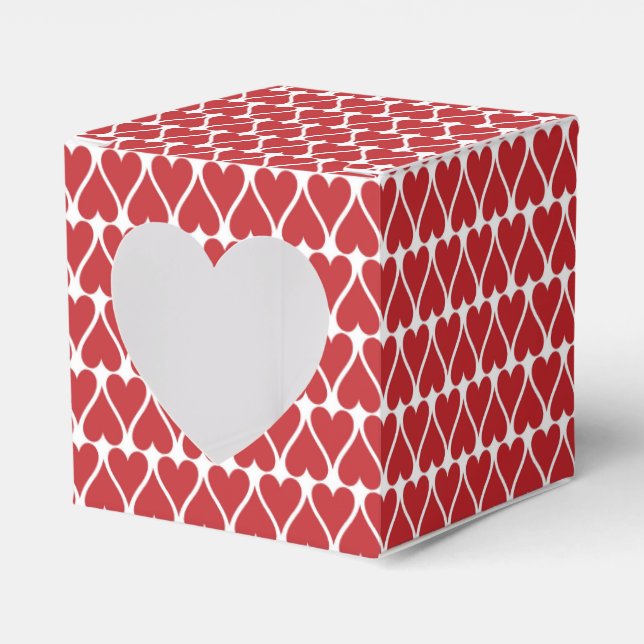 Valentine’s Day Red Hearts Pattern Favor Box (Front Side)