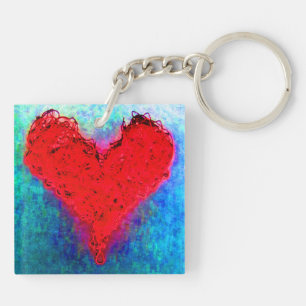 Valentine’s Day Red Yarn Wool Heart Knitting Gift Keychain