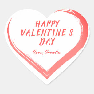 Valentine`s Day Romantic Pink Heart with Name Heart Sticker