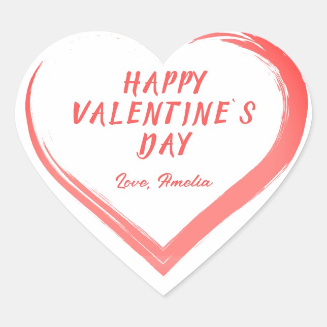 Valentine`s Day Romantic Pink Heart with Name Heart Sticker (Front)