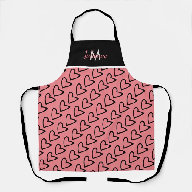 Valentine’s Day Theme Heart Slanted Pattern Apron (Front)