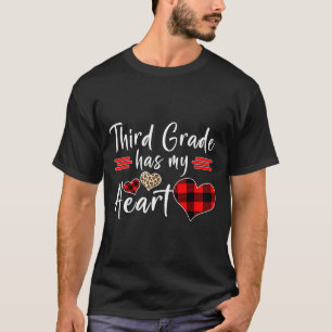 Valentine’s Day Third Grade Has My Heart Plaid Tea T-Shirt