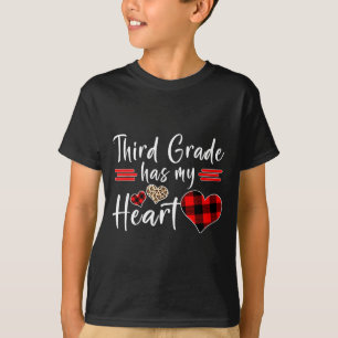 Valentine’s Day Third Grade Has My Heart Plaid Tea T-Shirt