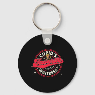 Valentine’s Day Waitress Funny Cupid's Favourite W Keychain