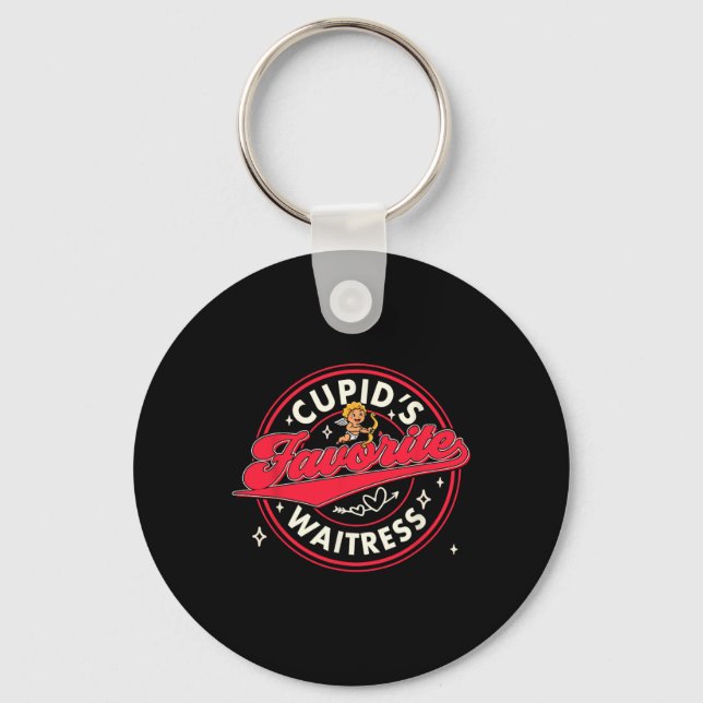 Valentine’s Day Waitress Funny Cupid's Favourite W Keychain (Front)