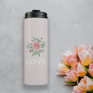 VALENTINE’S day watercolor floral blush pink Thermal Tumbler