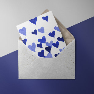 Valentine’s Day Watercolor Hearts – blue Holiday Card