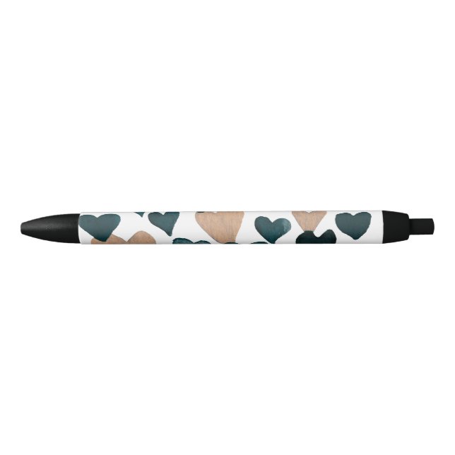 Valentine’s Day Watercolor Hearts – neutral Black Ink Pen (Front)