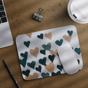 Valentine’s Day Watercolor Hearts – neutral Mouse Pad