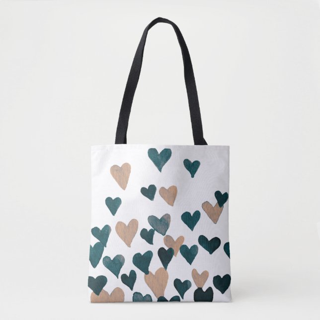 Valentine’s Day Watercolor Hearts – neutral Tote Bag (Front)