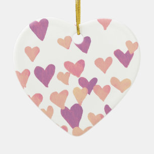 Valentine’s Day Watercolor Hearts – pastel pink Ceramic Ornament