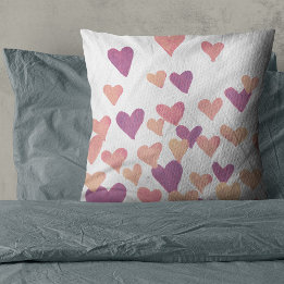 Valentine’s Day Watercolor Hearts – pastel pink Throw Pillow