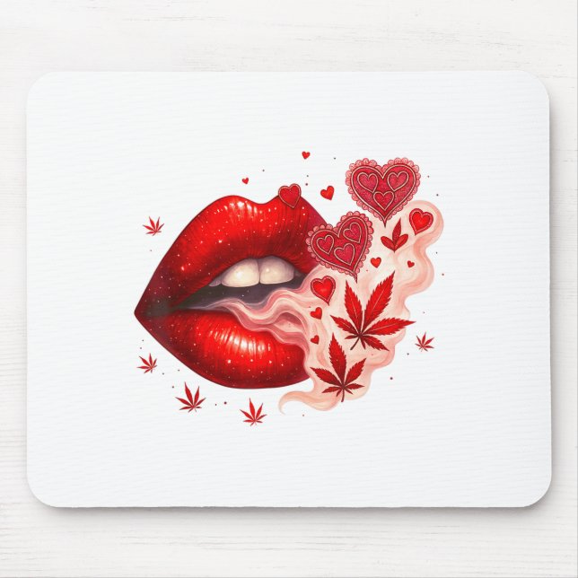 Valentine’s Day Weed Lover Stoner Babe  Mouse Pad (Front)