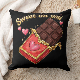 Valentine’s design inspired by chocolate throw pillow