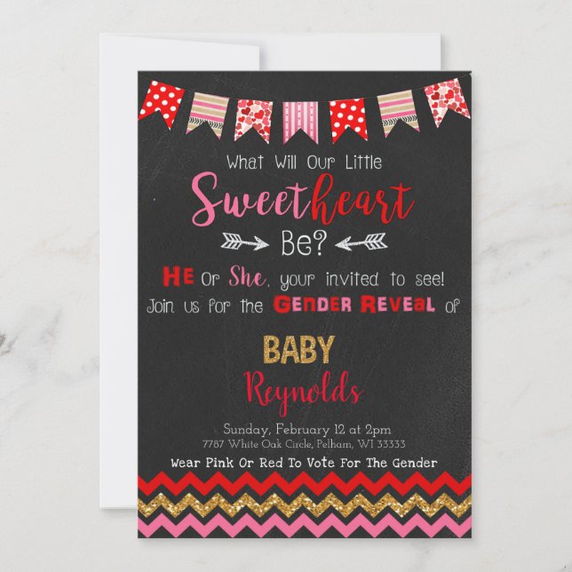 Valentine’s Gender Reveal Invitation (Front)