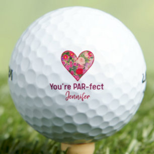 Valentine’s Gift for Her - Floral PAR-fect Heart Golf Balls