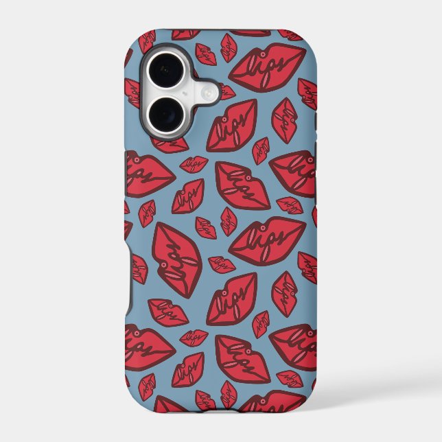 Valentine’s Lips Blue and Red Pattern (Back)