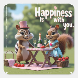 Valentine´s Love squirrel Square Sticker