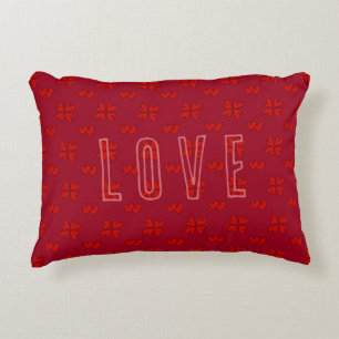 Valentine’s Red Hearts On Red Love Accent Pillow
