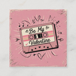 Valentine´s retro cassette, for him ,for her square business card