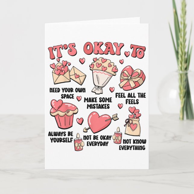 Valentine School Psychologist Teacher Mental Healt Card (Front)