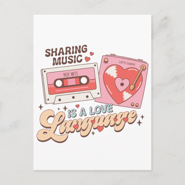 Valentine Sharing Music Is A Love Language Postcard (Front)