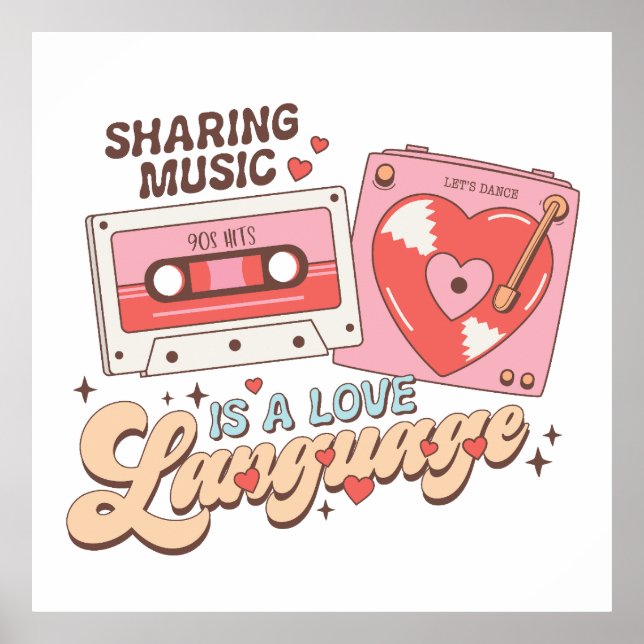 Valentine Sharing Music Is A Love Language Poster (Front)