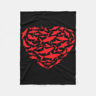 Valentine Sharks Heart Sea Animal Lover Ocean Wild Fleece Blanket