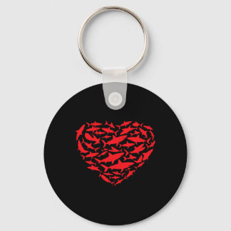 Valentine Sharks Heart Sea Animal Lover Ocean Wild Keychain