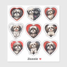 Valentine Shih Tzu Dog set of 9 stickers