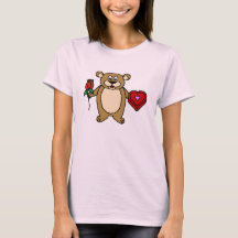 Valentine Shirt with Cute Teddy Bear with Roses an