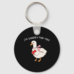 Valentine Silly Goose I'm Goosey For You Duck Vale Keychain