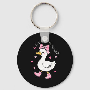 Valentine Silly Goose On The Loose Coquette Bow Gi Keychain