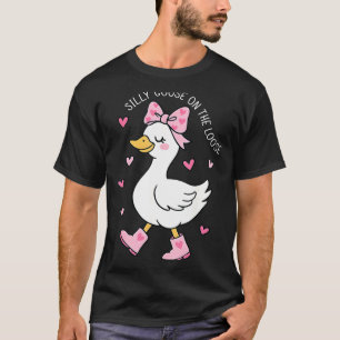 Valentine Silly Goose On The Loose Coquette Bow Gi T-Shirt