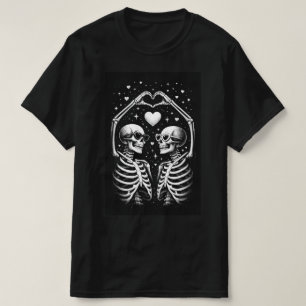  Valentine Skeleton Couple , Love Skeletons Heart  T-Shirt