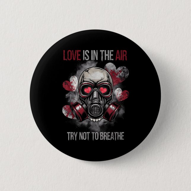 Valentine Skull Gas Mask Love Romance  2 Inch Round Button (Front)