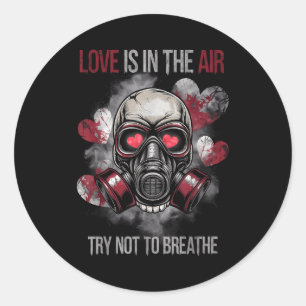 Valentine Skull Gas Mask Love Romance  Classic Round Sticker