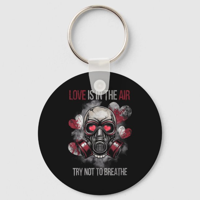 Valentine Skull Gas Mask Love Romance  Keychain (Front)