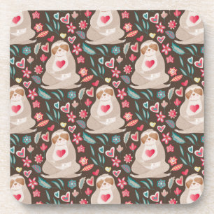Valentine Sloth Pattern Coaster