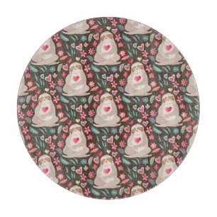 Valentine Sloth Pattern Cutting Board