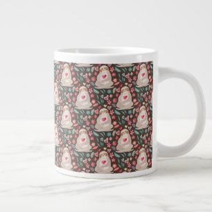 Valentine Sloth Pattern Large Coffee Mug